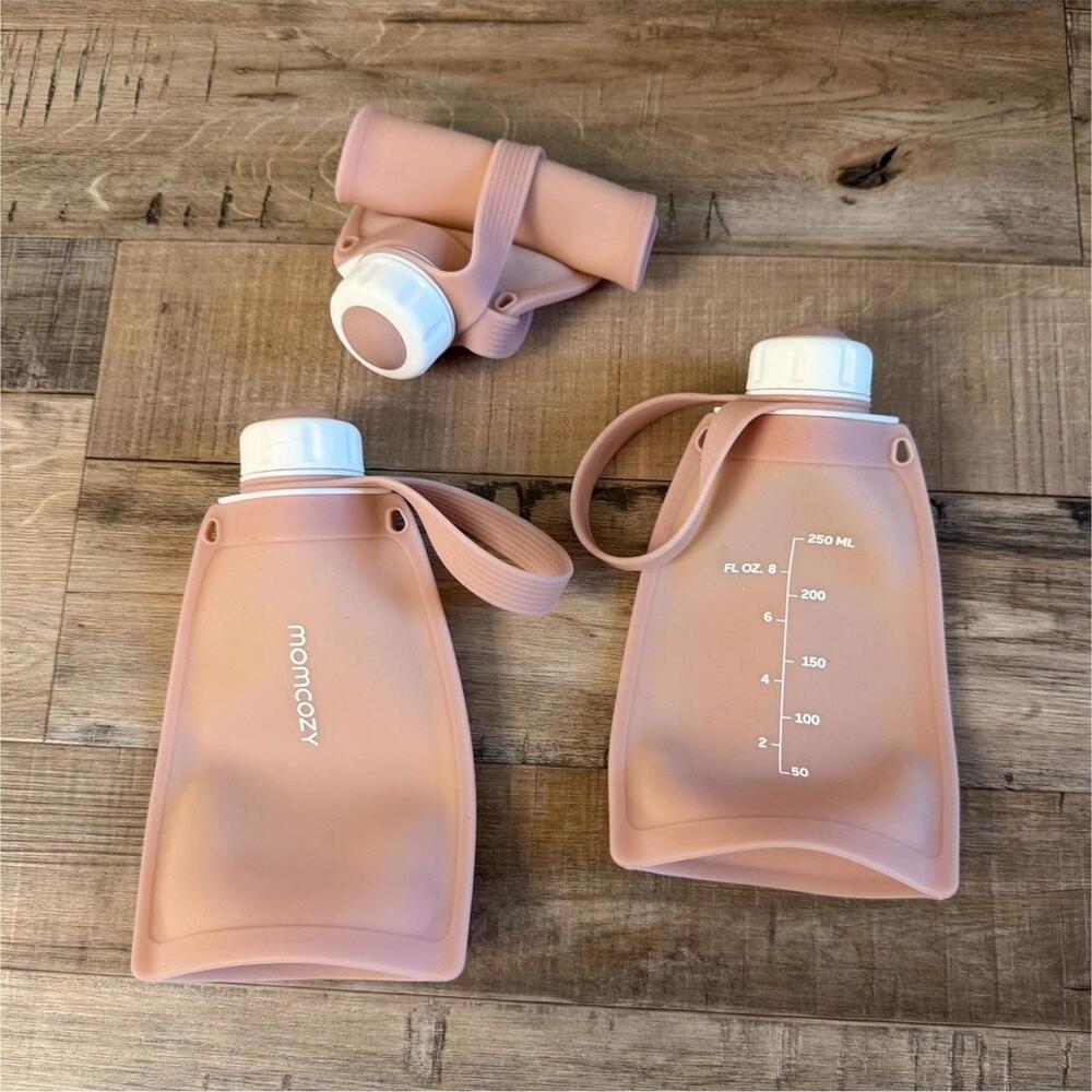 Momcozy Reusable Silicone Breast Milk Storage Pouches Pink qty 3 Pink Baby